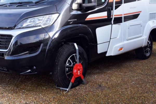 New Defender Wheelclamp on Motorhome Wheel