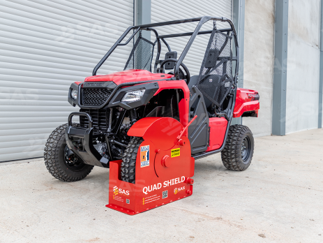 SAS Quad Shield Wheelclamp shown secured on Quadbike