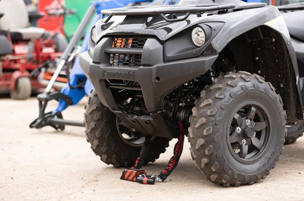 8675000 SECURE ANCHOR with heavy-duty chain securing a quad bike