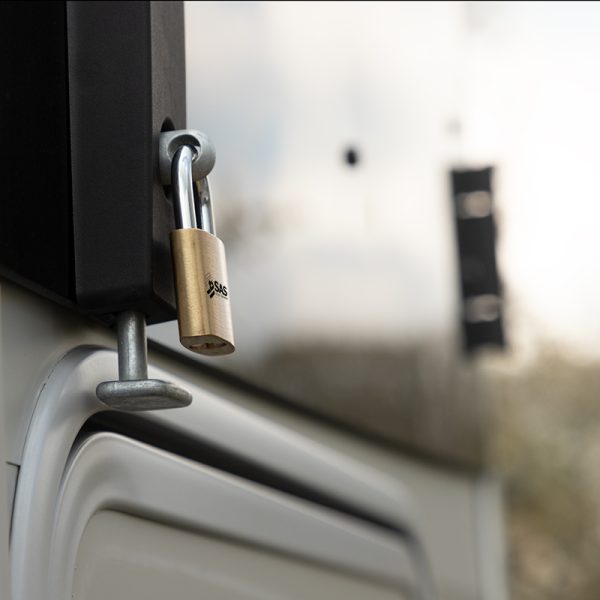 UB40 padlock on an Ifor Williams trailer hatch