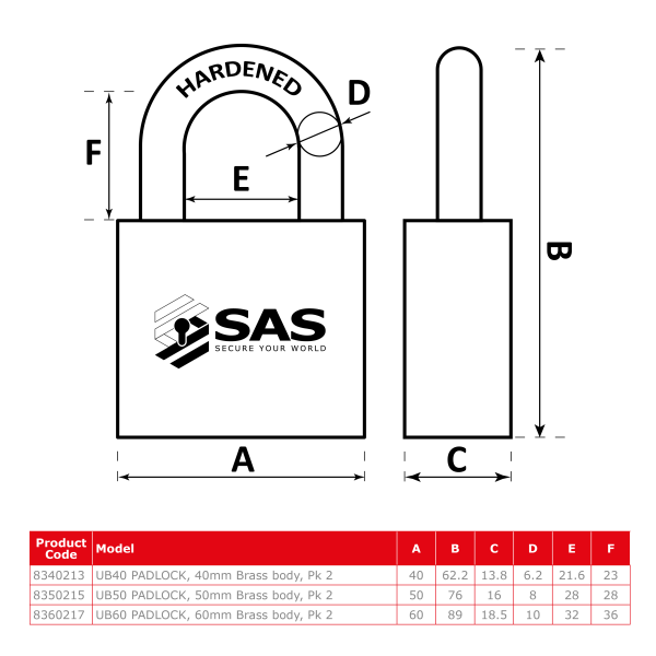 UB PADLOCK DIMENSIONS