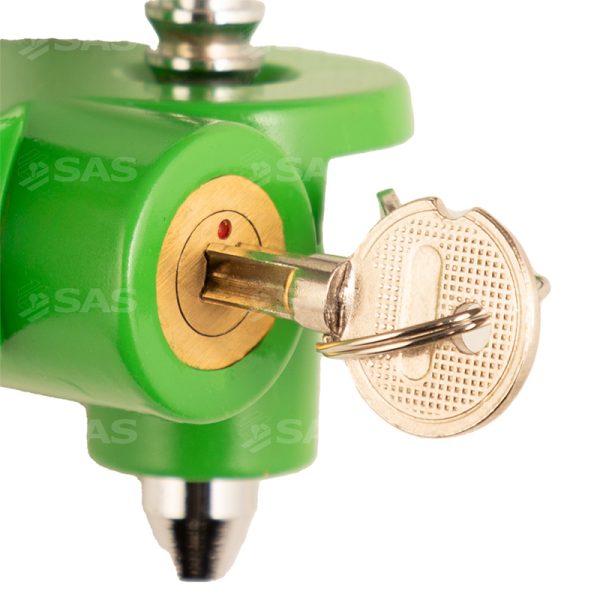 Close up of lock and key on Vital Hitchlock
