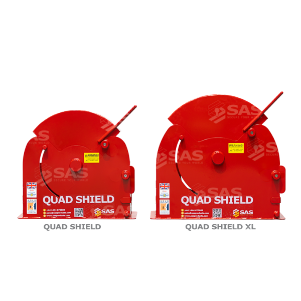 image showing size comparison between the Quad Shield Wheelclamp Standard and XL versions