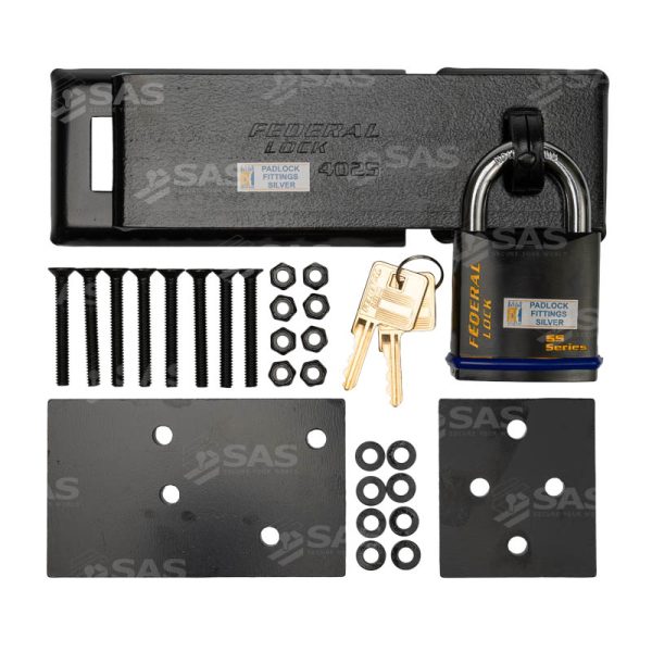 Federal 4025 Heavy-Duty Steel Hasp + Padlock