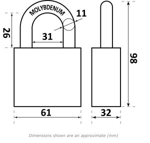 8351055 FEDERAL SS PADLOCK DIAGRAM Dimensions
