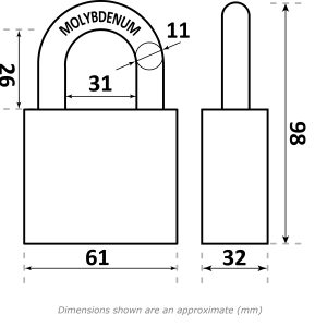 8351055 FEDERAL SS PADLOCK DIAGRAM Dimensions