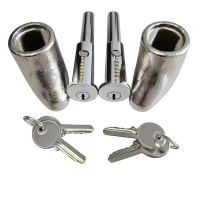 6610036 Round Bullet Locks in Oval Holders, Pair - Keyed Alike Roller Shutter Door Locks Set of 2, 6610036
