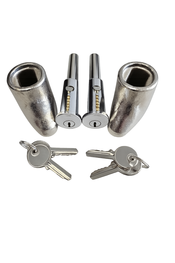 6610036 Round Bullet Locks in Oval Holders, Pair - Keyed Alike Roller Shutter Door Locks Set of 2, 6610036