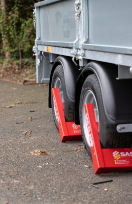 1211101 HD1 Wheelclamp - Two SAS HD1 Wheel Clamps on Ifor Williams Trailer